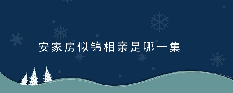 安家房似锦相亲是哪一集  电视剧安家房似锦相亲多少集